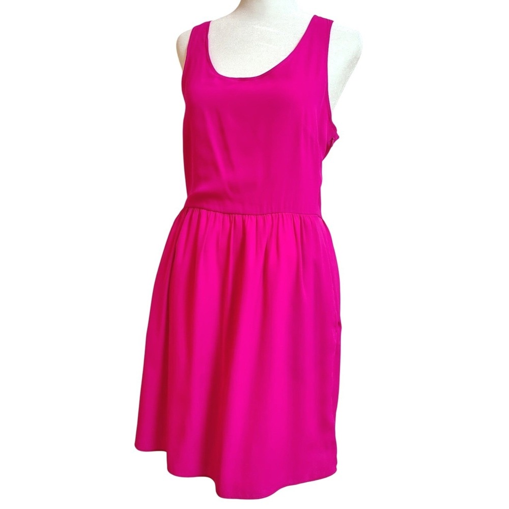 American Eagle Dress Womens 6 Hot Pink Lattice Cage Back‎ Fit & Flare Barbiecore